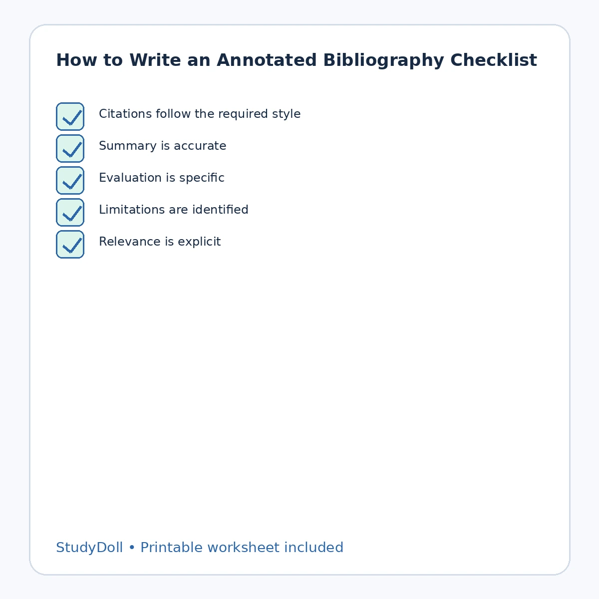 Final checklist for annotated bibliography