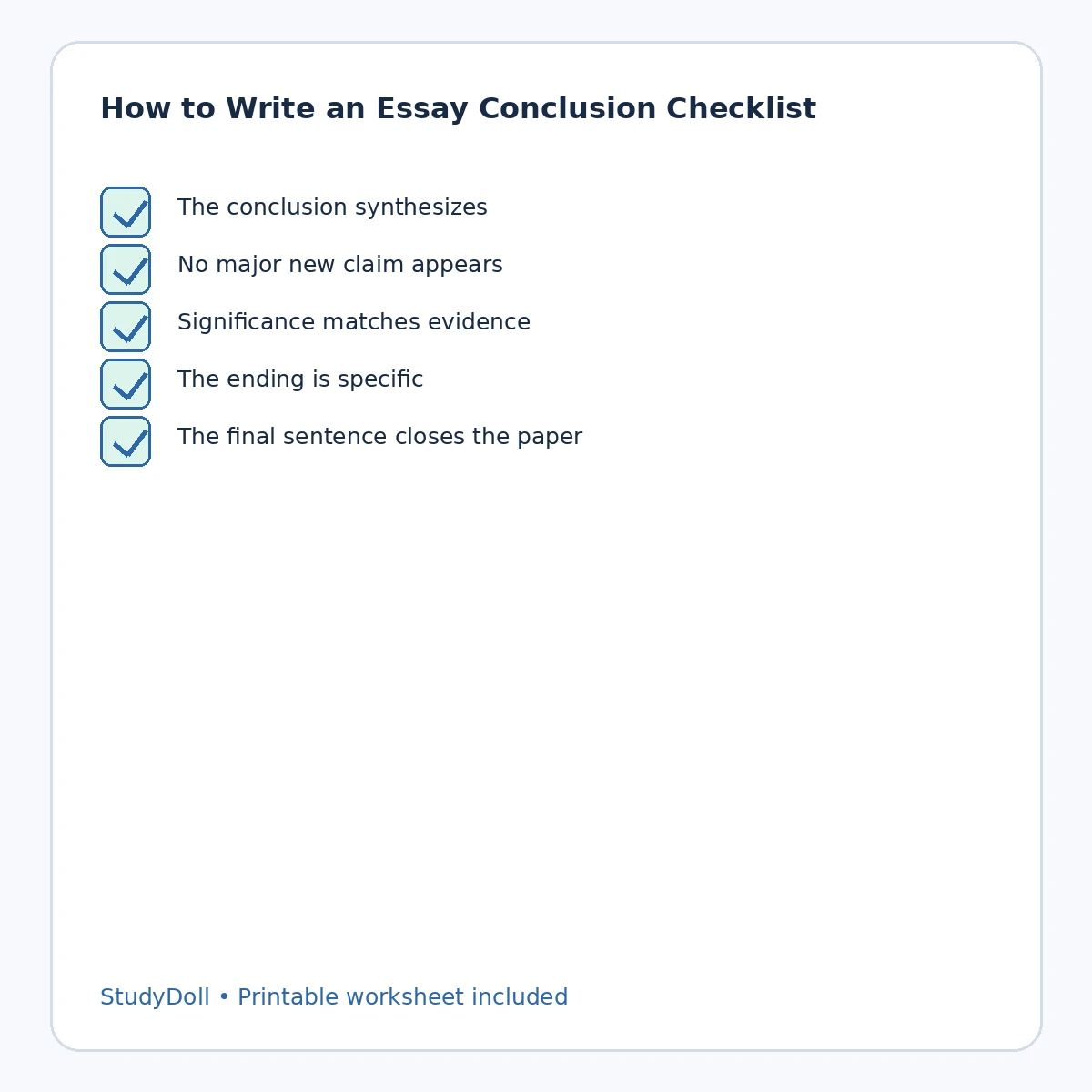 Final checklist for essay conclusion