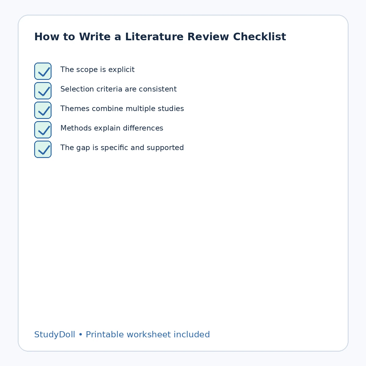 Final checklist for literature review